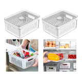 2 Organizador De Geladeira 2,2 Litros Com Cesto Clear Fresh