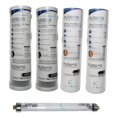 Kit Mantenimiento Purificador 3 Etapas Uv 6 Watts Purikor Neutro