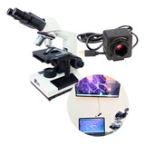 Microscópio Binocular Biológico 1600x Led + Câmera 5.0 Mp