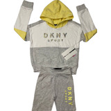 Conjunto Dkny De Niña Talla 5 Original Color Gris 