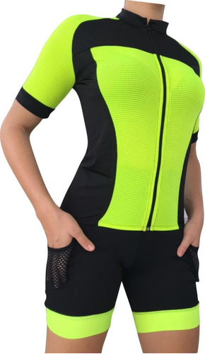 Conjunto De Ciclismo Ciclistas Bermuda E Camisa Feminino Gel