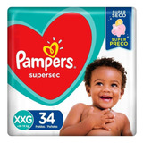 Fralda Descartável Infantil Pampers Supersec Xxg Pacote 34 Unidades