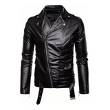 Chaqueta De Cuero Punk De Motociclista Para Hombre