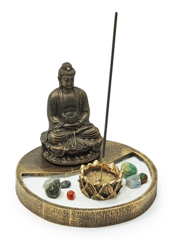 Jardim Zen Hindu Buda Incensário Pedrinhas + Incensos