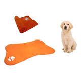 Cama En Forma De Hueso Para Mascotas + Cobija Grande Color Naranja