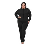 Conjunto Moletinho Feminino Plus Size Grande Veste 50 52