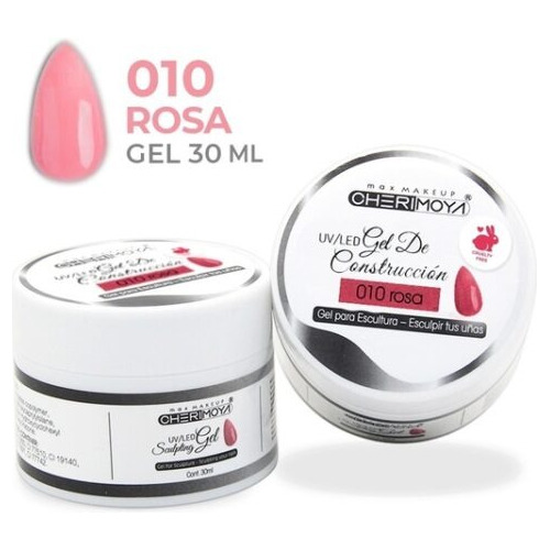 Gel De Construccion Uv/led Cherimoya 30g Uñas Esculpidas Color 010 Rosa