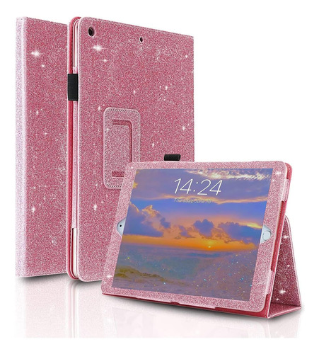 Funda iPad Fansong 10.2 9na/8va/7ma Gen Cuero/brillo Pink