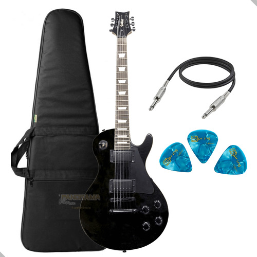 Guitarra Waldman Les Paul Glp250b Ab + Capa Cap E Palhetas