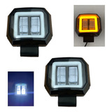 Faro 2 Leds Blanco Fijo Y Estrobo Arillo Ambar Par