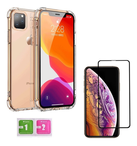 Capa E Película Vidro Para iPhone 10 X Xr Xs Max 11 Pro Max