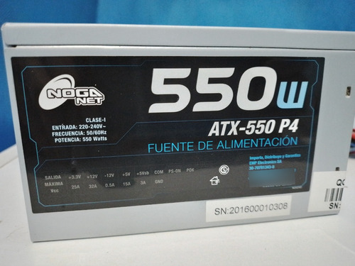 Fuente De Alimentacion Noga Atx-550 P4 550w