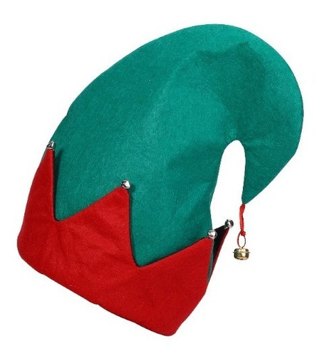 Gorro Elfo Navideño Santa Navidad Cascabel Elfico Papa Noel Color Rojo Y Verde