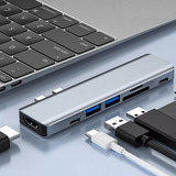 Tarjeta Sd Type-c Hub 7 En 1 Macbook Hdmi 4k Usb 3.0 Usb-c Pd