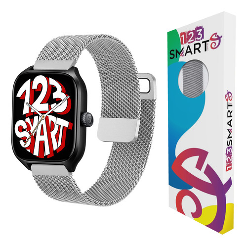 Pulseira De Aço Milanese Dupla Compativel Com Amazfit Gts 4 Gts 3 Gts 2 Gts 1 Gts4 Mini Gts2 Mini Bip U Bip S Bip 3 Bip Lite Gtr Mini Gtr 42mm - Cor Prata