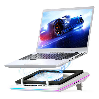 llano V12 Base de Enfriamiento para Laptop RGB, Refrigerador para Laptop Gamer con Ventilador Turbofán Potente de 5.5 Pulgadas, Enfriamiento Rápido para Laptops de 15.6 a 21 Pulgadas, Velocidad Ajusta | Envío gratis