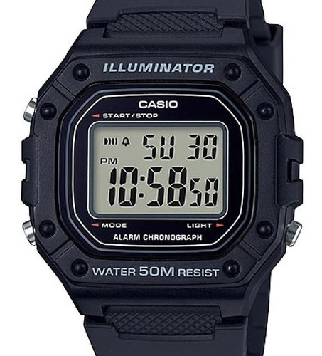 Relógio Casio Masculino Digital Illuminator W-218h-1avdf Cor Da Correia Preto Cor Do Bisel Preto Cor Do Fundo Cinza/preto