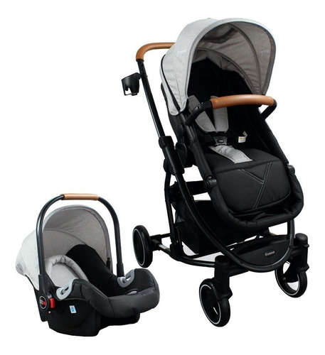 Coche Para Bebe Tipo Moises + Portabebe Prima Bebesit Beige Color Gris