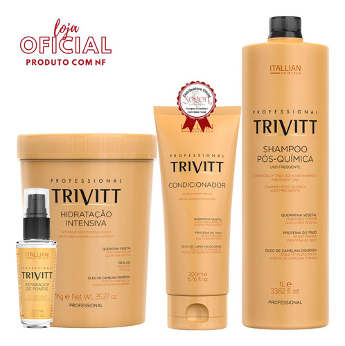 Trivitt Shampoo + Hidratação 1kg + Condicionador + Reparador