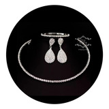 Conjunto Colar E Brincos Para Noivas, Debutantes, Madrinhas, Festa. Cor Prata Com Strass. Barato E Lindo! Cód: C6