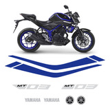 Faixas Moto Yamaha Mt-03 2019/2020 Adesivo Azul Refletivo