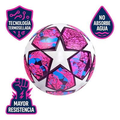 Balón Fútbol Soccer No.5 Champions League Estrellas + Termosellado Profesional Para Entrenamiento Y Juego Recreativo En Césped Natural Y Artificial + Diseño Deportivo Resistente + 1 Pz Rosa Tecarva | MercadoLibre