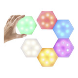 Kit008 Led Hexagonal 16 Cores Com 6 Lâmpadas Controle Remoto