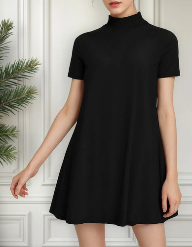 Vestido Tipo Playera Con Cuello Alto Para Mujer, Estilo W