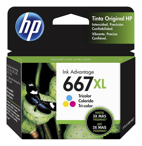 Cartucho De Tinta Hp 667 Xl Ink Advantage Original Tricolor