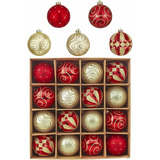 Lujo De  Mm Ct Rojo Y Adornos De Oro Bolas De Navidad I...