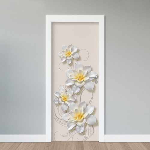 Adesivo Para Porta De Madeira Ou De Vidro Floral E Flores 3d