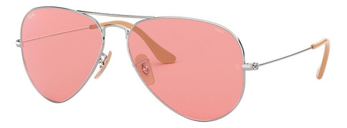 Anteojos De Sol Ray-ban Aviator Washed Evolve Extra Large Con Marco De Metal Color Polished Silver, Lente Pink Clásica/fotocromática, Varilla Polished Silver De Metal - Rb3025