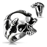 Anillo Para Hombre De Acero Inoxidable Con Calavera De Garra