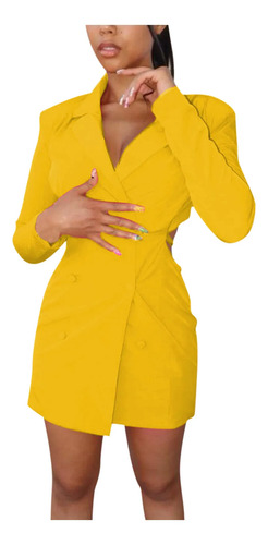 Yf Vestido K Para Mujer, Color Liso, Vendaje Con Botones, Yf