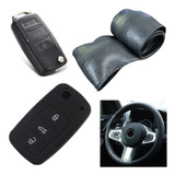 Cubre Volante + Funda Llave Silicona Volkswagen Bora Negro