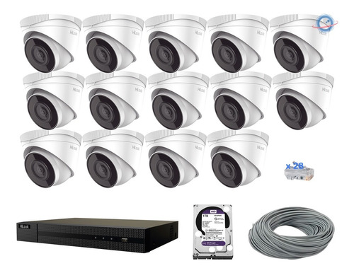 Kit 14 Cámaras Ip Domo 4mp 16ch Poe  30m Ir 2.8mm 1tb Purz