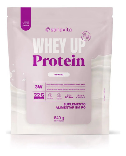 Whey Up 3w 900g - Sanavita Concentrado Iso Hidro Sabor Neutro