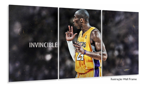 Quadro Decorativo Kobe Bryant Invincible Tela Em Tecido