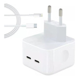 Cargador Carga Rápida 35w 2 Puertos Usb-c Para iPhone 