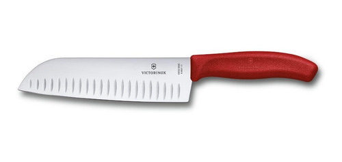 Victorinox Cuchillo Santoku Para Chef,hoja De 17 Cm,rojo