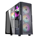 Gabinete Gamer Con 4 Cooler Led Tower Vidrio Templado 