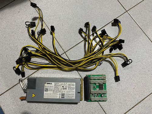 Fuente Mineria Dell 1400w + 11 Cables Pcie + Breakout Board