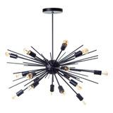 Lustre Pendente Sputnik Luxo P/ 18 Lampadas Sala Mesa Jantar Cor Preto Total 110v/220v