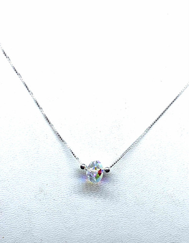 Cadena Swarovski Cristal Dije Rondelle 8 Mm Collar Plata