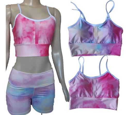 Kit 1 Top Com Bojo +1 Shorts De Suplex- P/academia, Praia