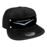 Snapback Hat-1955  57 Chevrolet V Emblema Negro/plateado