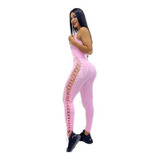 Palazzo Jumpsuit Mujer Push Up Sexy Ojillos Y Agujeta Gym