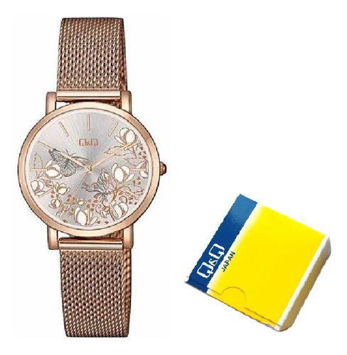 Reloj Mujer Q&q Flowers Acero  Colección De Lujo Dama Qyq