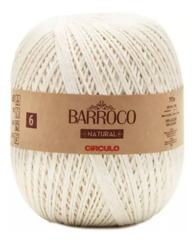 Barbante  Barroco Natural Cru Nº6 700g 100%algodão