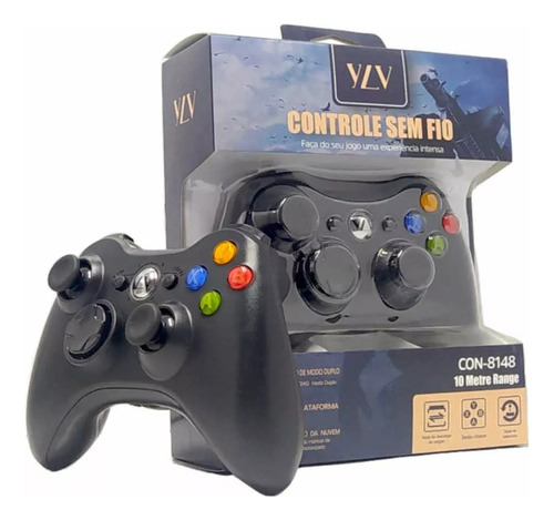 Controle Compativel Xbox 360 Sem Fio Preto Con-8148